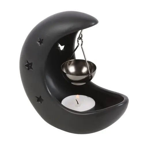 Black Crescent Moon Hanging Oil Burner Gentleblushes
