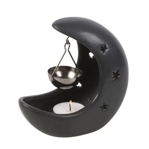 Black Crescent Moon Hanging Oil Burner Gentleblushes