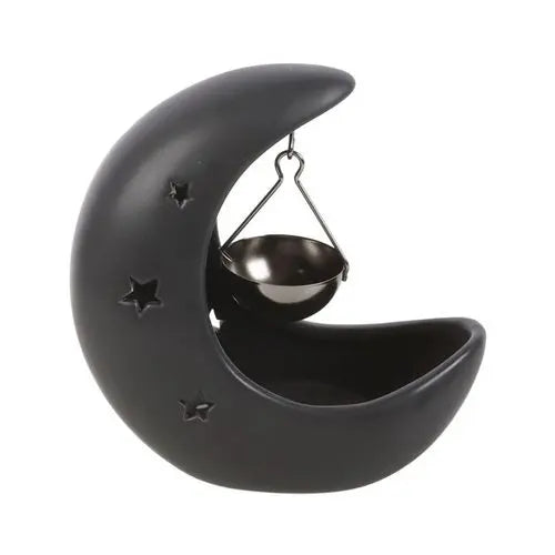 Black Crescent Moon Hanging Oil Burner Gentleblushes
