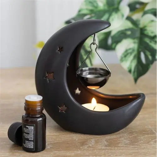 Black Crescent Moon Hanging Oil Burner Gentleblushes