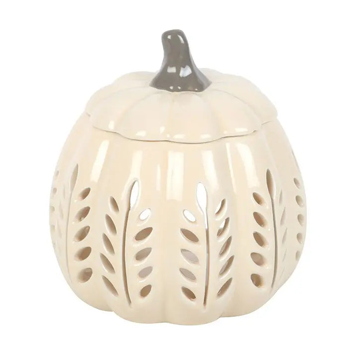 Cream Leaf Cut Out Pumpkin Oil Burner and Wax Warmer Gentleblushes