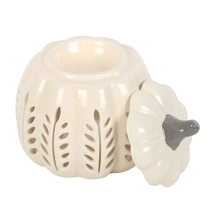 Cream Leaf Cut Out Pumpkin Oil Burner and Wax Warmer Gentleblushes