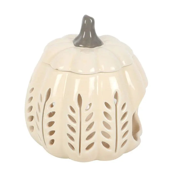 Cream Leaf Cut Out Pumpkin Oil Burner and Wax Warmer Gentleblushes