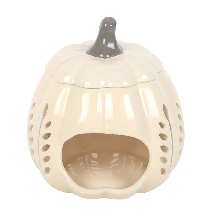 Cream Leaf Cut Out Pumpkin Oil Burner and Wax Warmer Gentleblushes