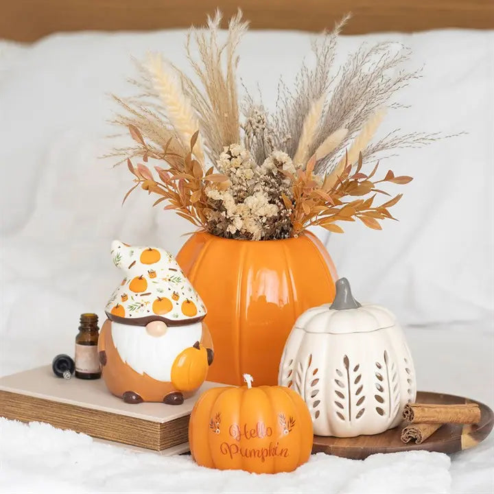 Cream Leaf Cut Out Pumpkin Oil Burner and Wax Warmer Gentleblushes