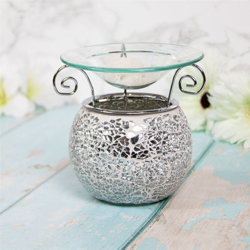 Round Mosaic Oil/Wax Warmer Silver 12cm