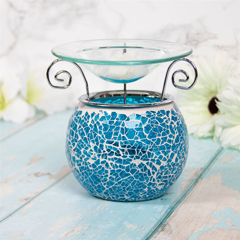 Round Mosaic Oil/Wax Warmer Teal 12cm