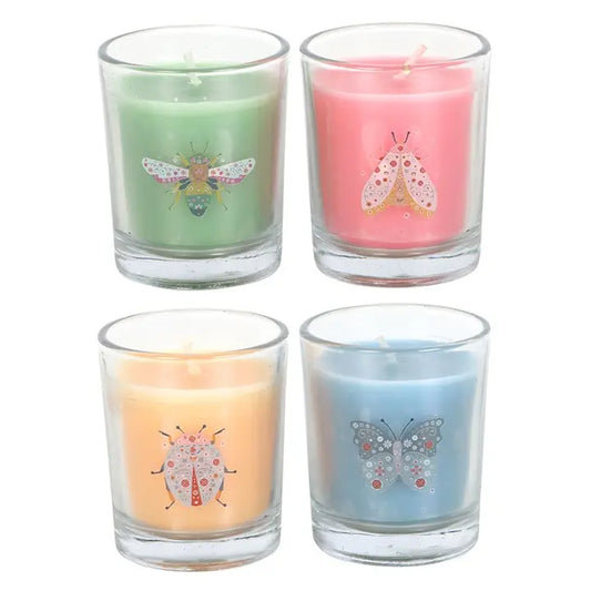 Set of 4 Floral Bug Mandarin & Bergamot Candles Gentleblushes