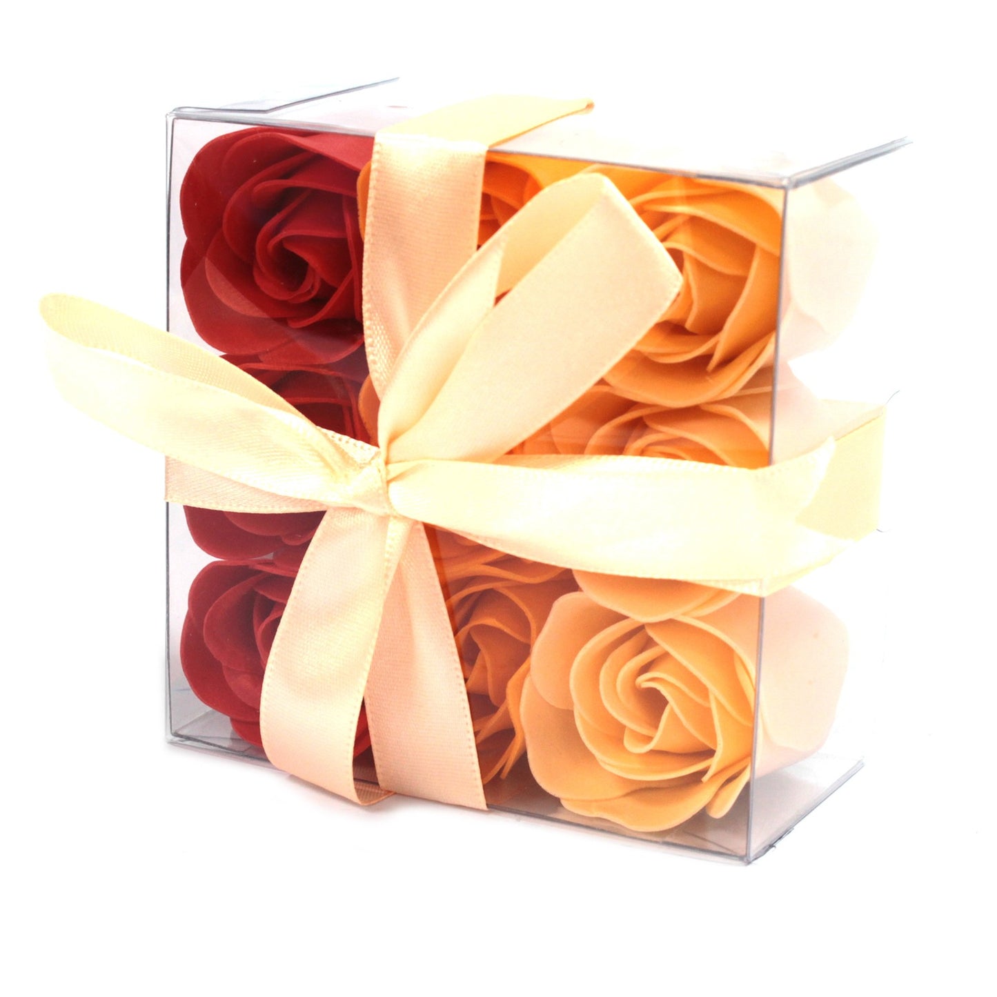 Set of 9 Soap Flower Box - Peach Roses