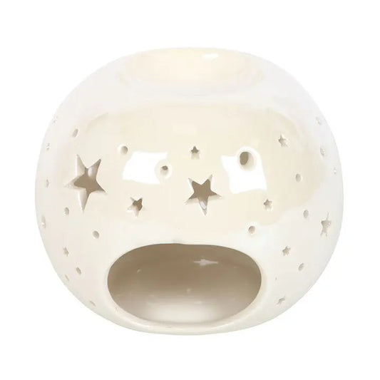 White Iridescent Star Oil Burner and Wax Warmer Gentleblushes
