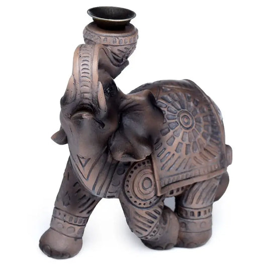 Wood Effect Elephant Backflow Incense Burner Gentleblushes