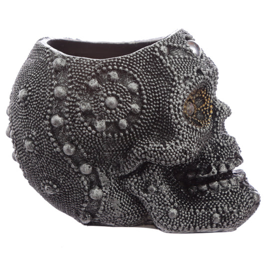 Fantasy Beaded Skull Tea Light Candle Holder