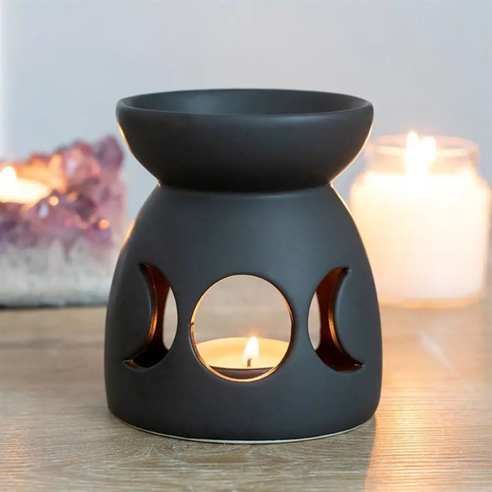 Black Triple Moon Cut Out Oil Burner Gentleblushes