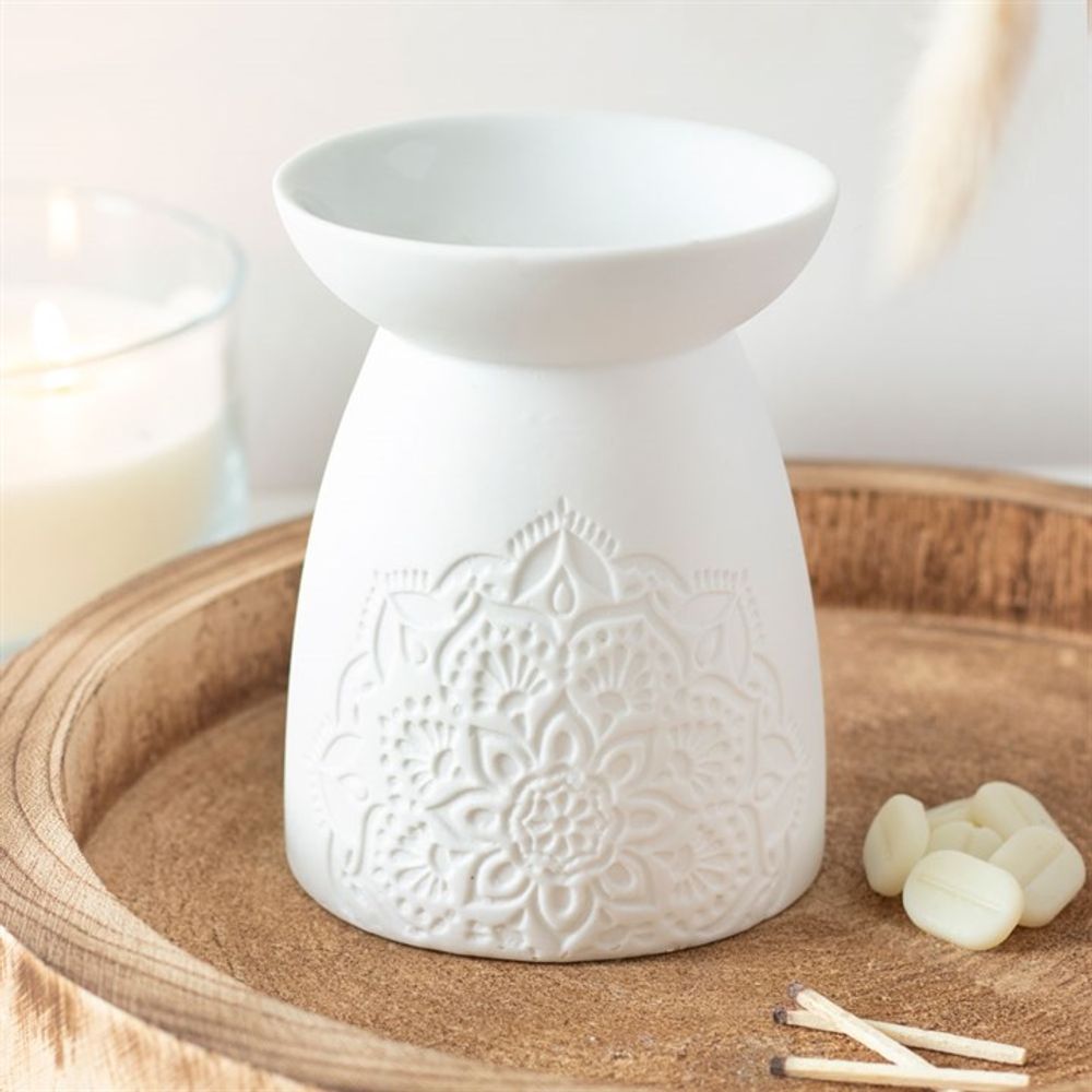 White Ceramic Mandala Oil Burner