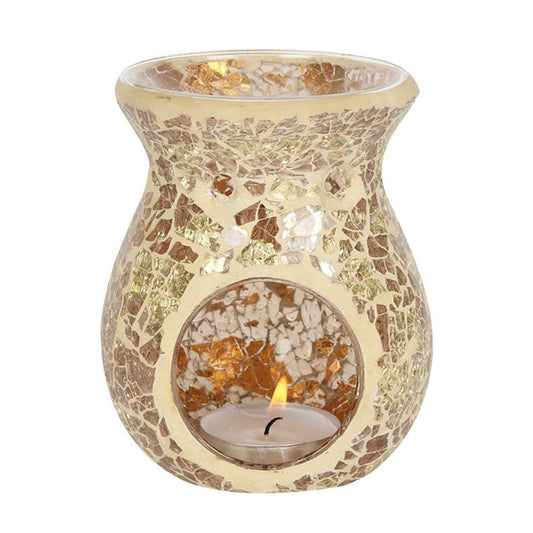 Small Gold Crackle Glass Oil Burner