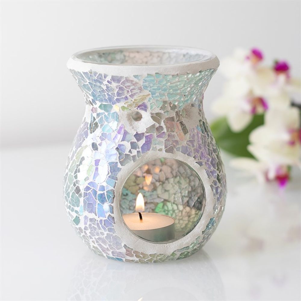 Small Light Blue Iridescent Crackle Oil Burner