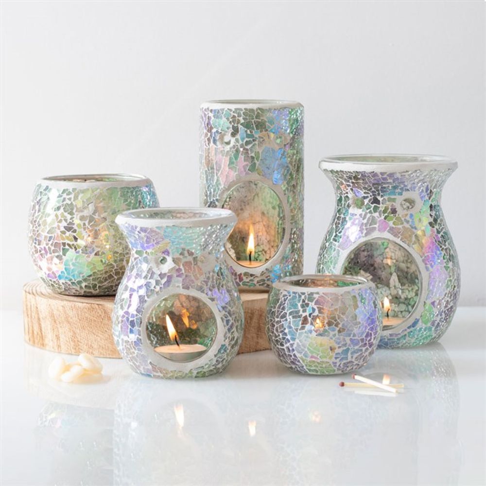 Pillar Light Blue Iridescent Crackle Oil Burner